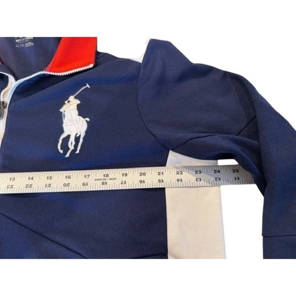 Polo Sport Ralph Lauren Mens XL USA Track Jacket Navy Blue Full Zip Colorblock